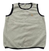 Šedá plyšová vesta se smajlíkem a černými lemy 