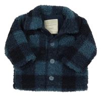 Tmavomodro-modrá huňatá podšitá košilová bunda s kapucí Tu