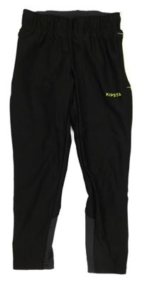 Černo-neonově zelené spodní funkční legíny Kipsta