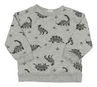 Šedá mikina s dinosaury 