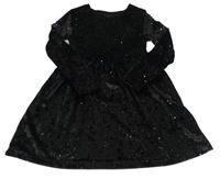 Černé sametové třpytivé šaty se žabičkováním St. Bernard