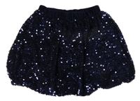 Tmavomodrá sametovo/flitrová sukně Dunnes