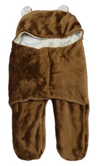 Hnědá plyšová zateplená zavinovačka do autosedačky 