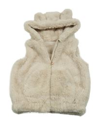 Béžová kožešinová podšitá vesta s kapucí Nutmeg