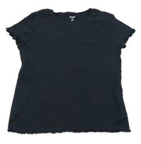 Tmavomodré žebrované crop tričko Kiabi 