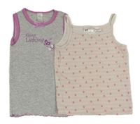 2x košilka - šedá s motýly + pruhovaná s jahodami 