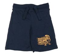 Tmavomodré teplákové kraťasy s dinosaurem Dopodopo