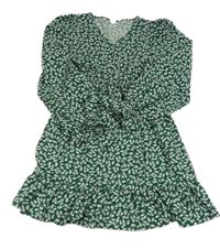 Zeleno-bílé květované lehké šaty Shein