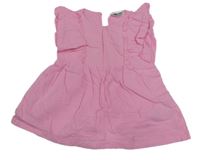 Růžové lněné šaty s kytičkami 