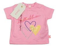 Nové - Neonově růžové tričko se srdíčky a flitry Billieblush