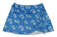 Modro-bílá květovaná plavková sukně 