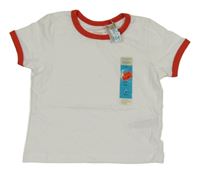 Nové - Bílé tričko s červeným lemem Primark