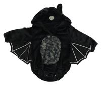 Kostým - Černo-šedé plyšové body s kapucí - netopýr