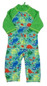 Světlemodro-zelený UV overal s dinosaury Miniclub 