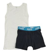 2set - Bílé tílko + tmavomodré trenýrky