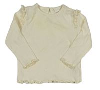Smetanové žebrované triko H&M