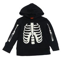 Černá mikina s kostlivcem a kapucí Hallowscream