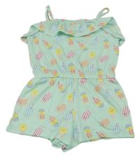 Světlezelený bavlněný kraťasový overal se zmrzlinami zn. Matalan