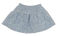 Světlemodro-bílá kytičkovaná sukně se všitými kraťasy zn. Zara 