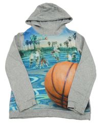 Šedá mikina s basketbalisty a kapucí Jako-o