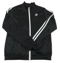 Černá sportovní funkční propínací mikina s pruhy Patrick