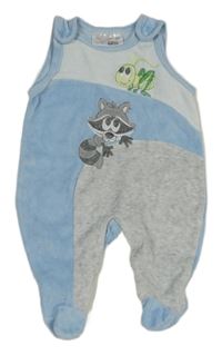 Světlemodro-šedé sametové dupačky s mývalem Ergee 