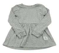 Šedá žebrovaná svetrová tunika 