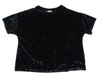 Černé třpytivé sametové crop tričko F&F