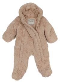 Světlerůžová kožešinová zateplená kombinéza s kapucí George