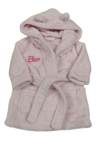 Světlerůžový chlupatý župan se slonem a kapucí 
