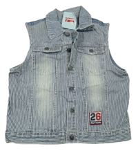 Nové - Modro-bílá pruhovaná riflová vesta Youngster 