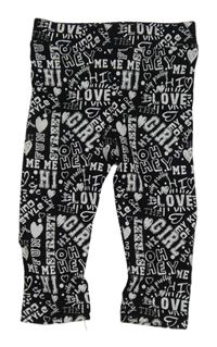 Černo-bílé legíny s nápisy 