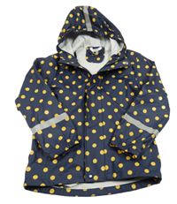 Tmavomodrá nepromokavá bunda s puntíky a kapucí Kids