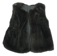 Tmavošedá kožešinová podšitá vesta Next 