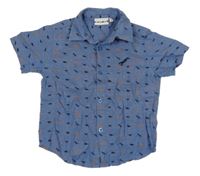 Modrá riflová košile s dinosaury Stop+go
