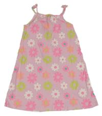 Světlerůžové bavlněné šaty s kytičkami C&A