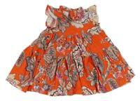 Červené bavlněné kolové šaty s květy Next