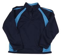 Tmavomodro-tyrkysová mikina s proužky 