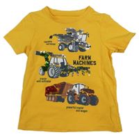 Žluté tričko s auty a flitry C&A