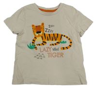 Béžové tričko s tygrem Peacocks