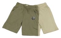 Nové - 2x - Khaki + béžové teplákové kraťasy F&F