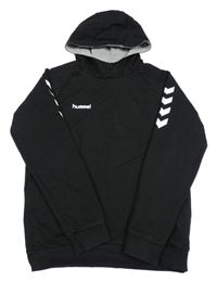 Černá mikina s logem a kapucí Hummel