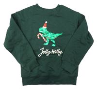 Tmavozelená oversize mikina s dinosaurem H&M