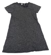 Tmavošedo-stříbrné svetrové šaty s mašlí H&M