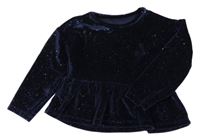 Tmavomodrá sametová peplum tunika s flitry Dunnes