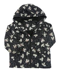 Černá šusťáková jarní bunda s Mickey a kapucí George