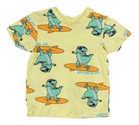 Žluté melírované tričko s dinosaury Matalan