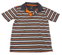 Tmavošedo-bílo-oranžové pruhované sportovní polo tričko George