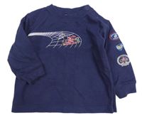 Tmavomodrá mikina s formulemi a nášivkami GYMBOREE.