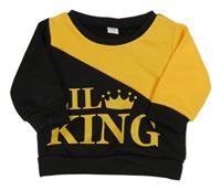 Černo-tmavožlutá mikina s nápisy a korunkou 